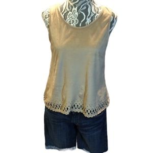 FAUX SUEDE LASER CUT OUT BLOUSE